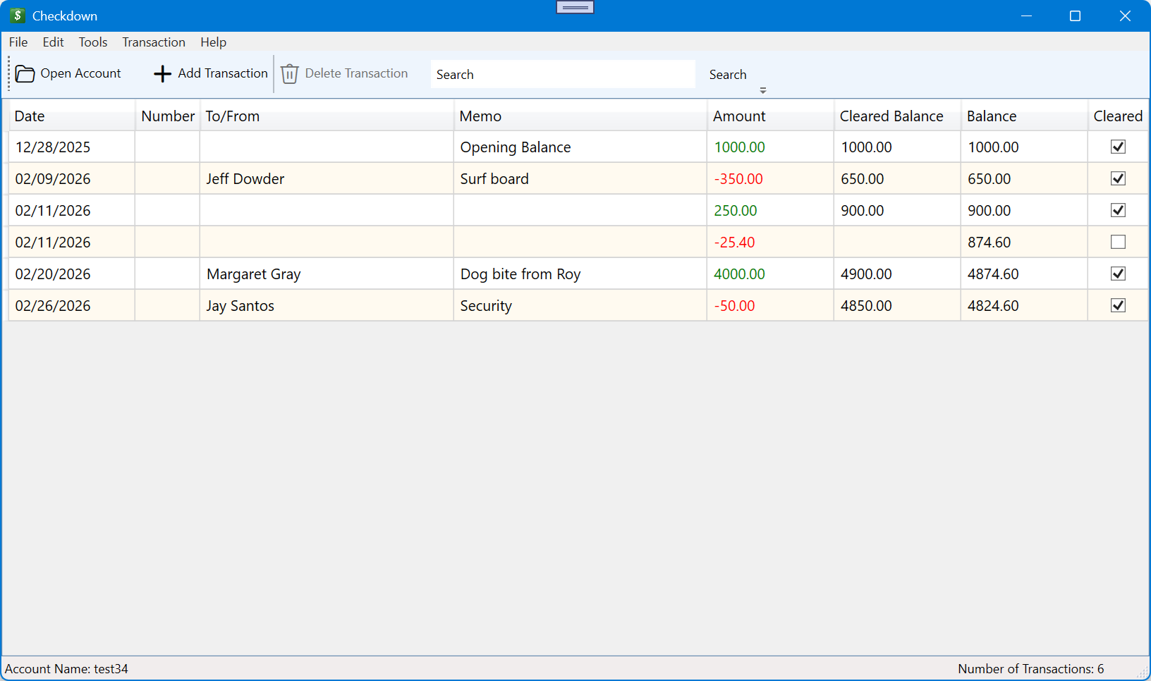 Checkdown 2.0 main window